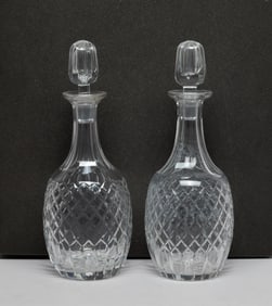 Two Vintage Glass Wine Decanters