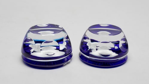 Baccarat Mint Crystal Cameo Paperweights
