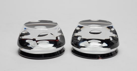 Baccarat Mint Crystal Cameo Paperweights