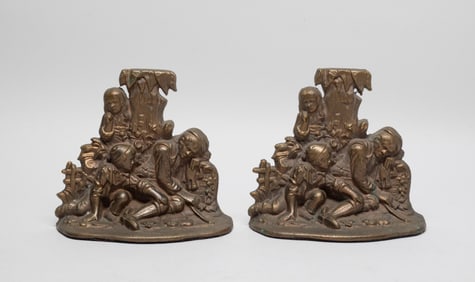 Early 20th Bronze Fairy Table Bookends