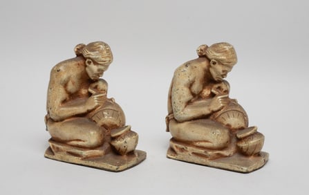 1900-20s Cast Iron Paperweight Bookends