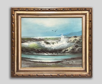 Estate Vintage Oil Painting of Beach