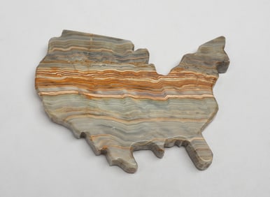 Designed American Map Stone Sculpture