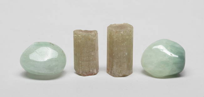 Collectible Set Tourmaline Stones: Group of four tourmaline carved pieces. Approx. 1.05*0.5 inch (largest), 48 gram (total weight).