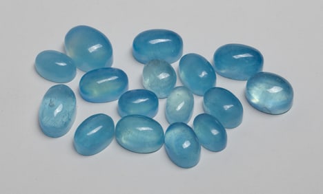 Estate Large Set Aquamarine Ring Face Cut Stones