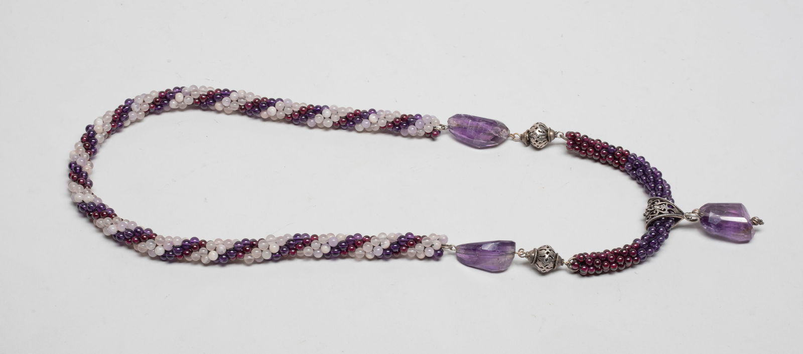 Vintage Garnet, Amethyst Necklace w/ Silver (1 of 11)