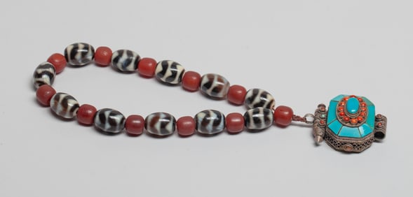 Chinese Sino Tibetan Dzi, Agate Prayer Beads