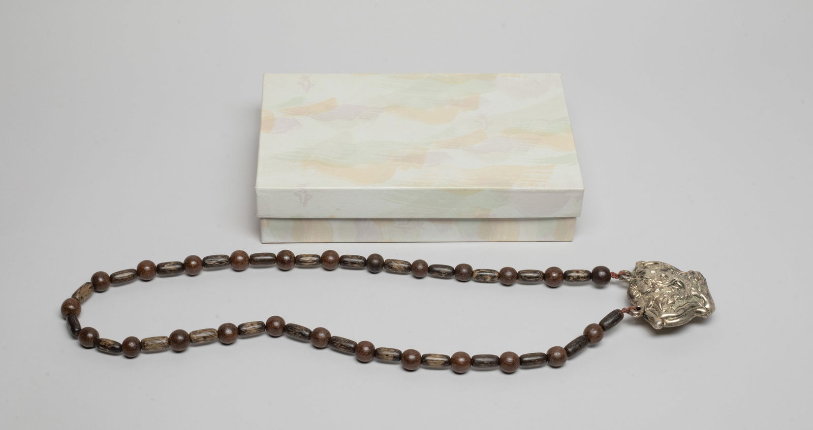 Chinese Silver Tone Pendant w/ Agarwood Necklace (1 of 10)