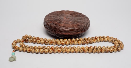 Long Chinese Export Amber Prayer Beads