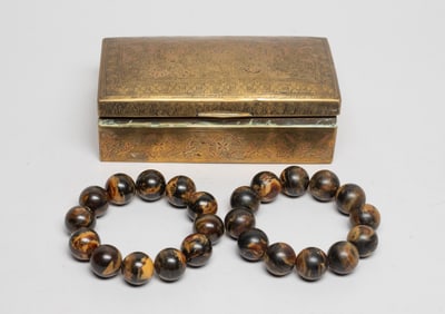 Estate Chinese Large Bead Amber Prayer Beads