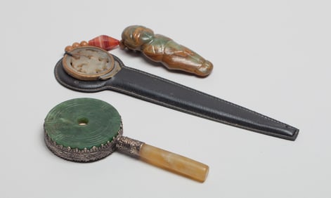 Chinese Metal, Jade Letter Opener & Mirror