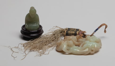 Chinese Jade Dragon Pendant & Figure