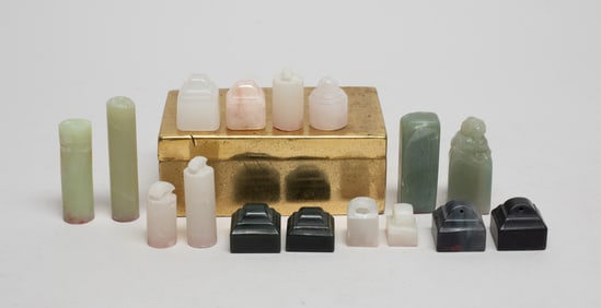 Box of Vintage Chinese Jade/ Stone Seals