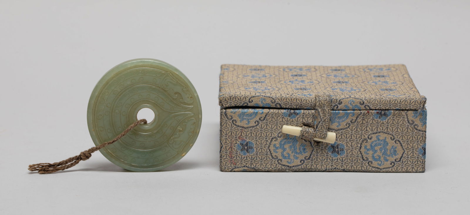 Chinese Jade Carved Bi Pendant w. Box (1 of 10)