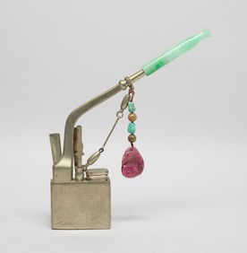 Chinese Tourmaline, Gemstone, Brass Pipe