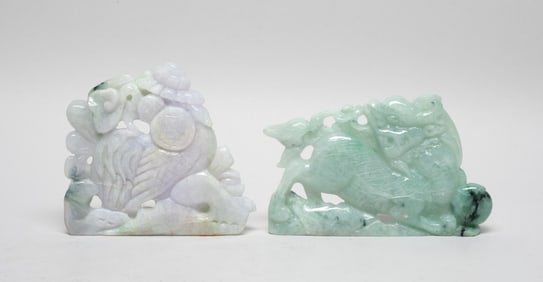 Two Chinese Jade Jadeite Sculptures