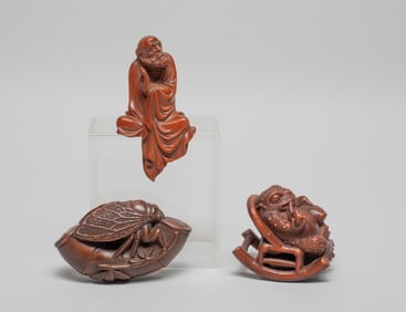 Estate Japanese Wood Netsuke Carvings