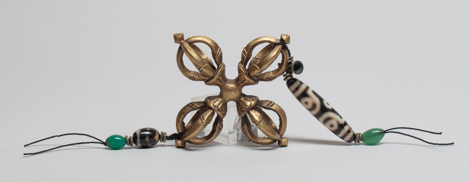 Estate Chinese/ Tibetan Brass, Dzi Beads Vajra (1 of 10)