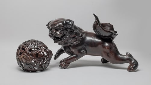 Japanese Large Painted Metal Foo-Dog