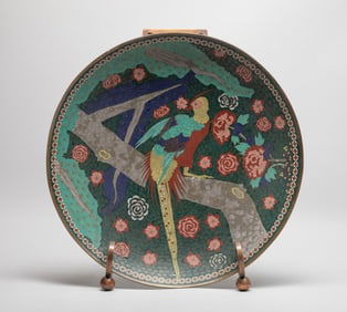 Large Japanese Antique Edo Cloisonne Charger