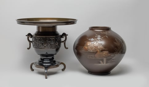 Japanese Painted Metal Vase