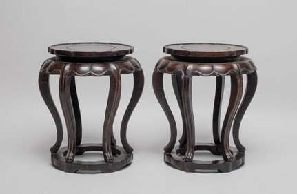 Two Chinese Export Tall Wood Table Stands