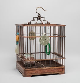 Estate Chinese Wood Bird Cage