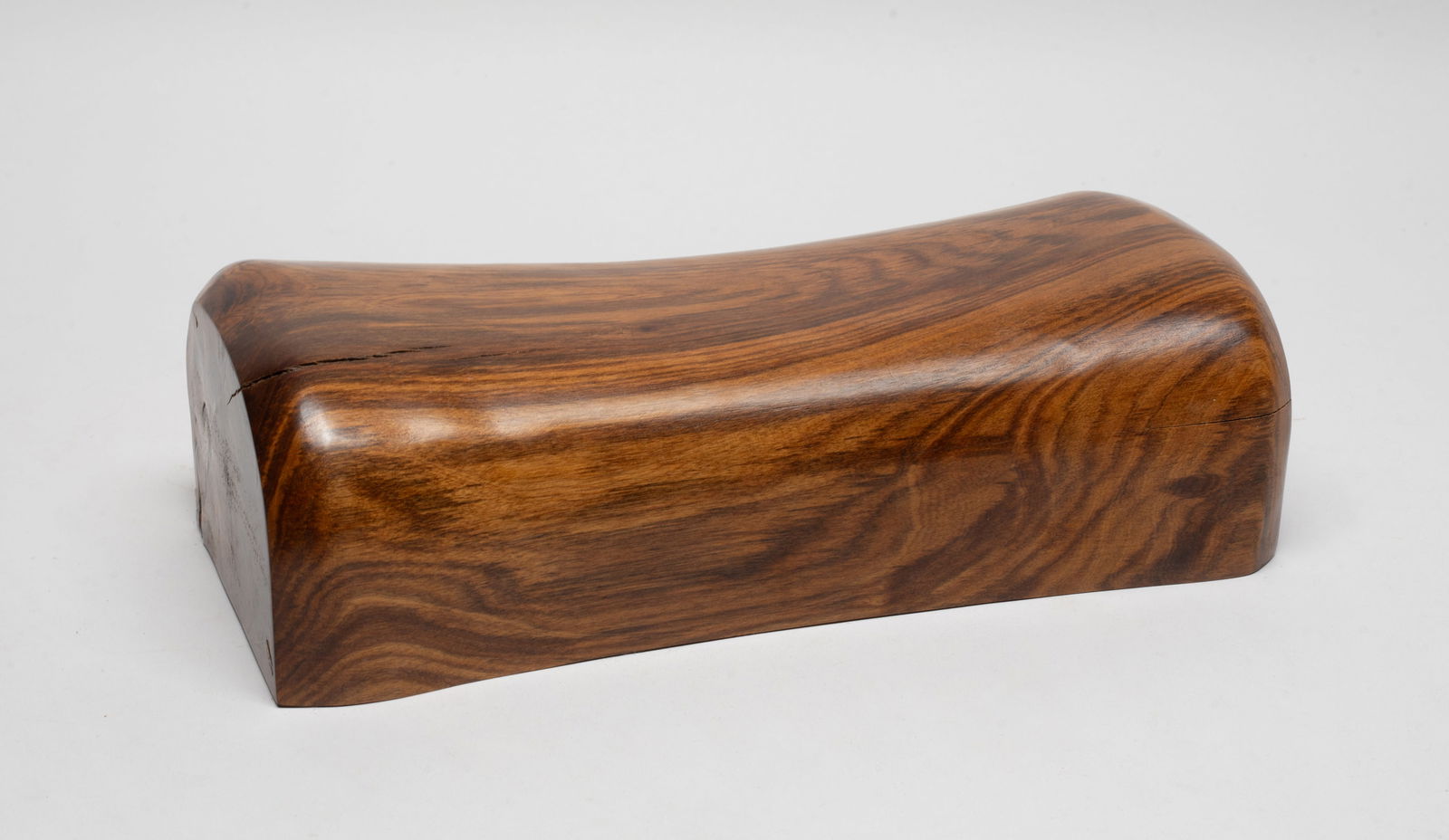 Chinese Export Wood Pillow: Chinese wood carved pillow, the surface well smoothed. Approx. 9.3*4.6*2.7 inch.