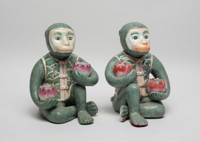 Two Chinese Export Porcelain Candlesticks