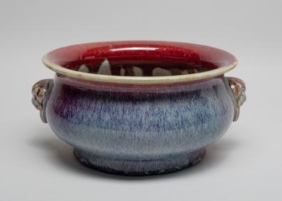 Large Chinese Flambe Glazed Porcelain Censer