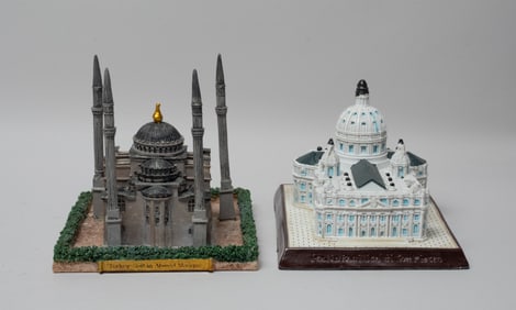 Two Vintage Model House Sculptures