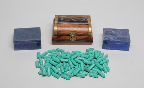 Lapis Ink Boxes & Gemstone Points