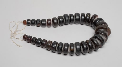 Vintage Chunk Disc Bead Amber Necklace