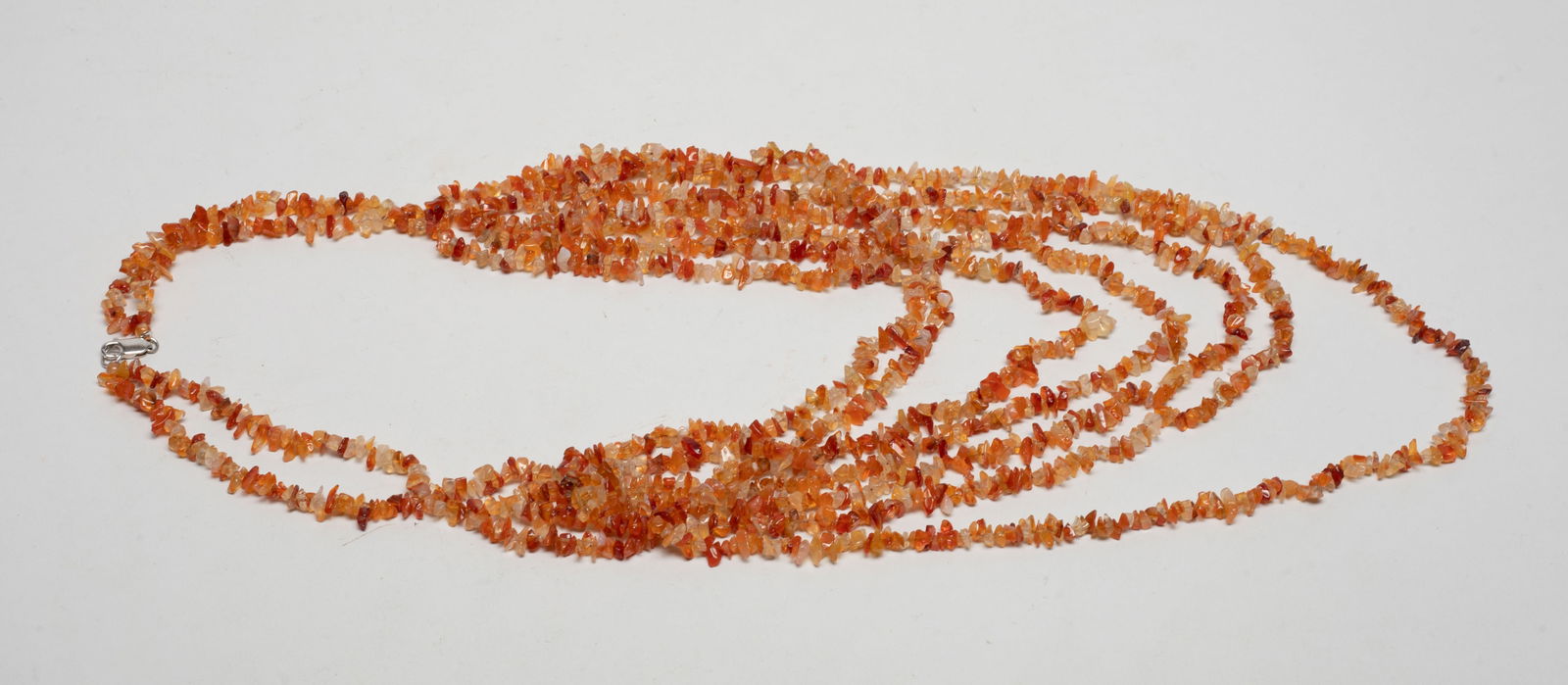Cameo Agate Long Necklace: Collectible multi-strand cameo agate carved long necklace. Approx. 21 inch L.
