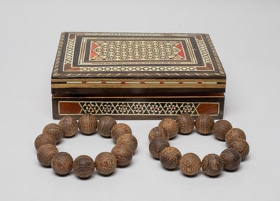 Two Chinese Export Agarwood Beads