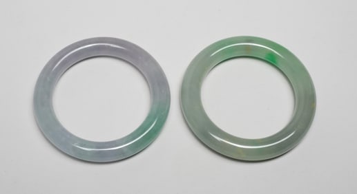 Two Chinese Colored Stone Bangles