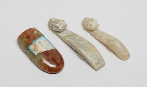 Chinese Export Jade Belt Buckles & Cicada
