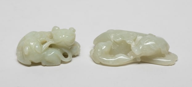 Two Chinese Jade Carved Beast Toggles