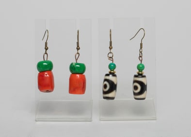 Chinese / Tibetan Dzi Beads Earrings