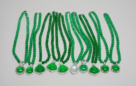 Estate Chinese Export Colored Stone Necklaces
