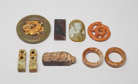 Estate Large Set Chinese Jade/ Stone Carvings
