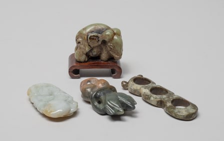 Estate Large Set Chinese Jade/ Stone Carvings