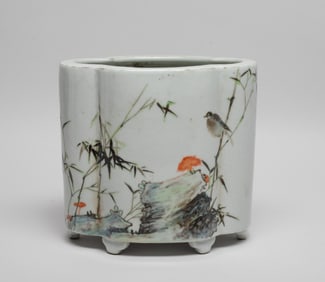 Chinese Flambe Rose Porcelain Brush Pot