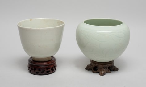 Estate Chinese Porcelain Washer & Tall Cup