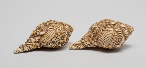 Estate Chinese/ Tibetan Shell Carvings
