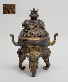 Chinese Gilt Bronze Cabinet Censer