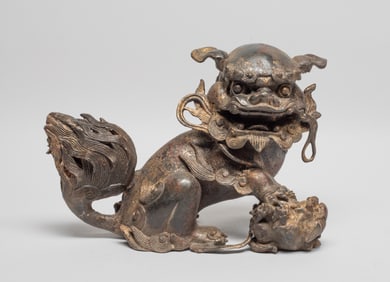 Chinese Export Gilt Bronze Foo Dog