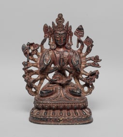 Chinese Export Painted Metal Buddha