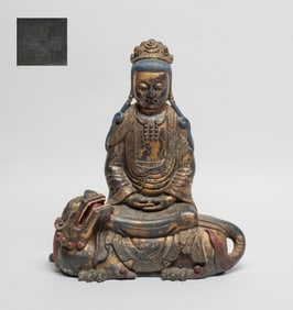 Chinese Painted Bronze Sculpture of Buddha