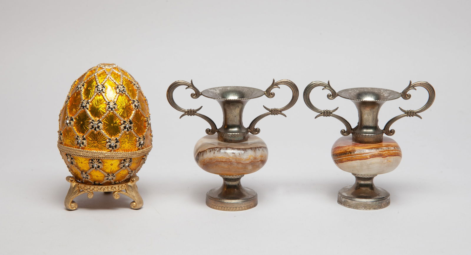 Faberge Type Egg Box & Marble Urns (1 of 13)